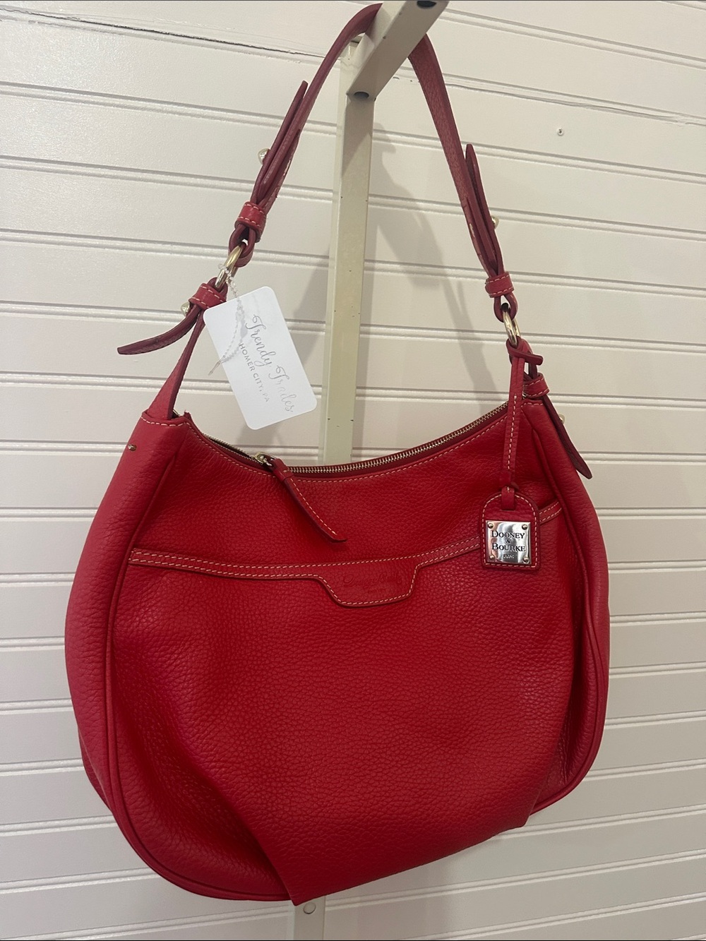 Dooney & Bourke Red Leather Shoulder Bag - Women's Purse Hobo Handbag